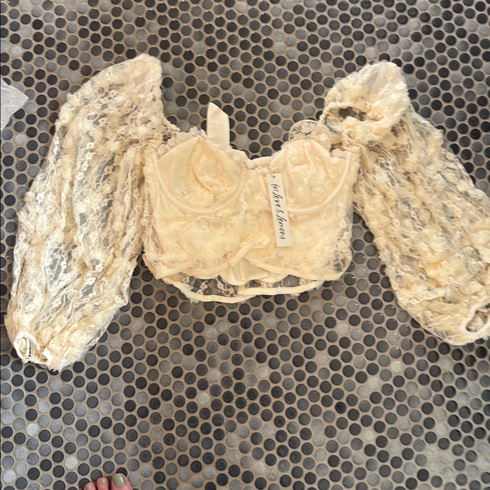 For Love And Lemons Cream Lace Top